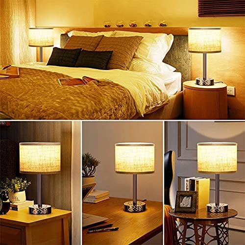 Bedside lamp with alarm clock and charging - 3 brightness levels