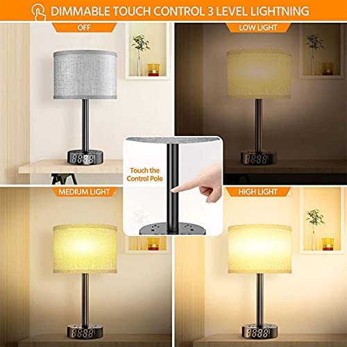 Bedside lamp with alarm clock and charging - 3 brightness levels