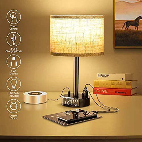 Bedside lamp with alarm clock and charging - 3 brightness levels
