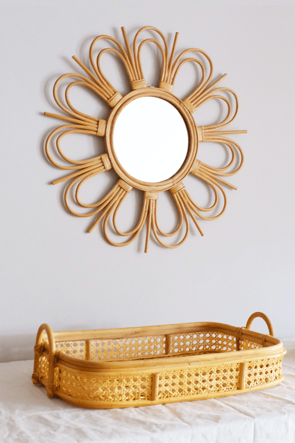 Decorative Rattan Sunburst Mirror