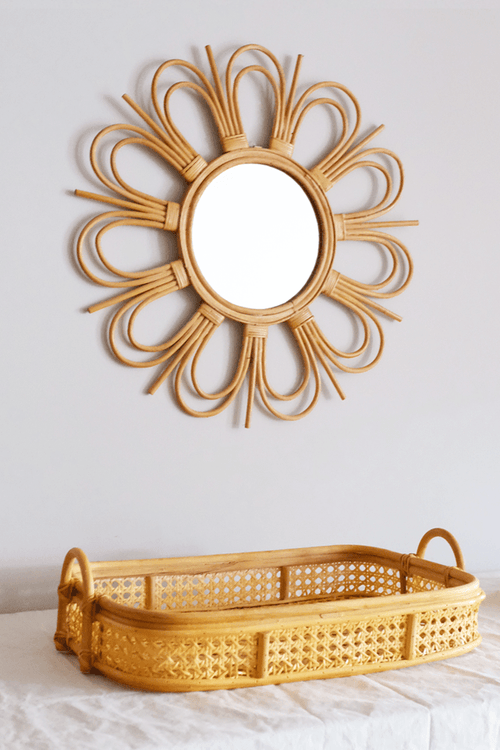 Decorative Rattan Sunburst Mirror