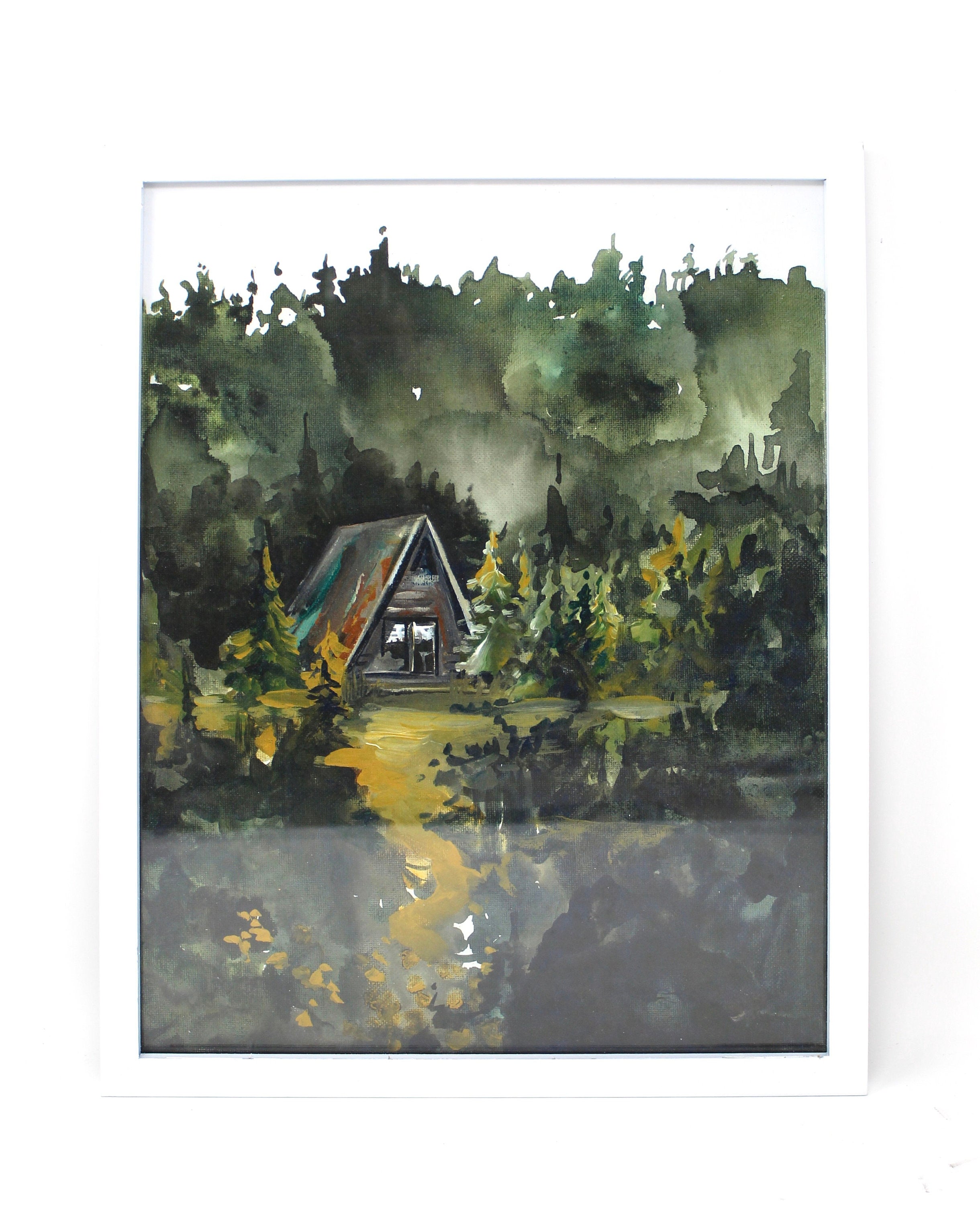 Cozy Cabin Print 11x14 Adventure Print Home Decor Watercolor Cabin Inspirational Wall Art