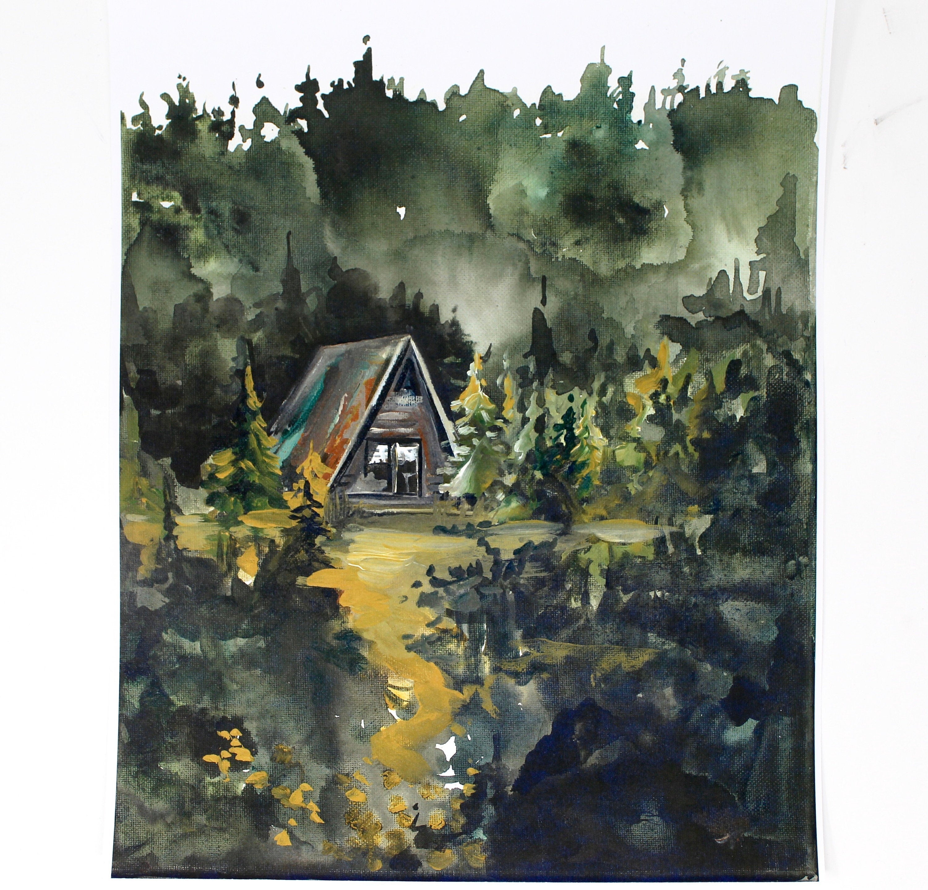 Cozy Cabin Print 11x14 Adventure Print Home Decor Watercolor Cabin Inspirational Wall Art